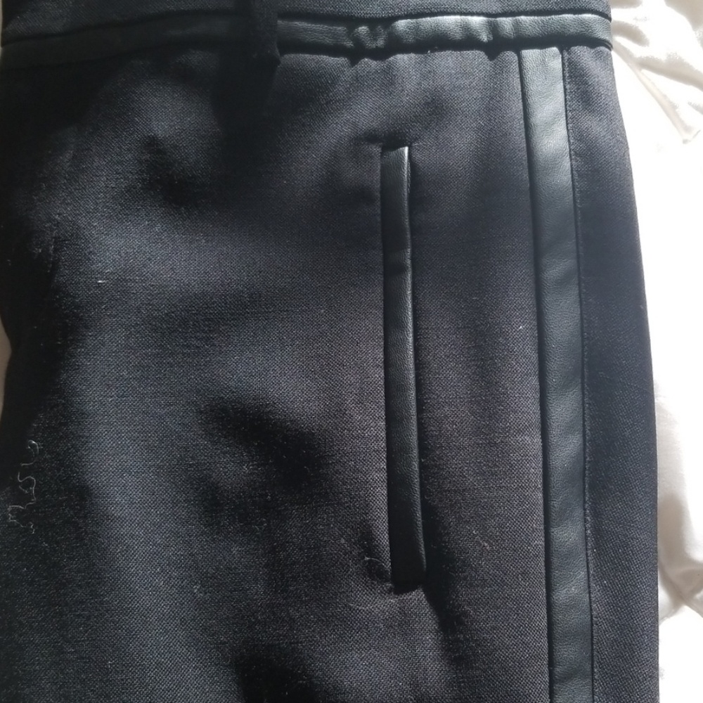 đ±VINCE BLACK WOOL LEATHER TRIM PANTđ± - Picture 2 of 4